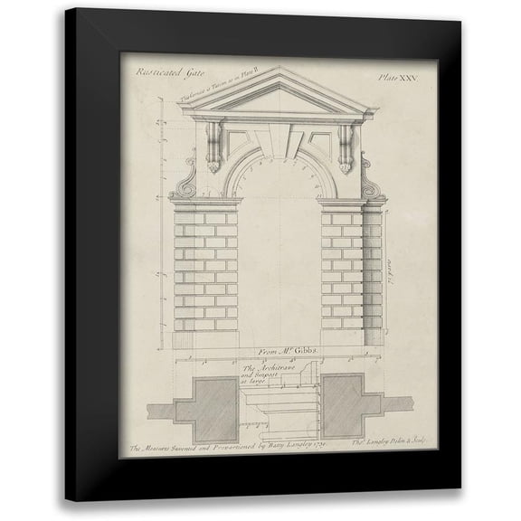 Langley 12x14 Black Modern Framed Museum Art Print Titled - Rusticated Gate