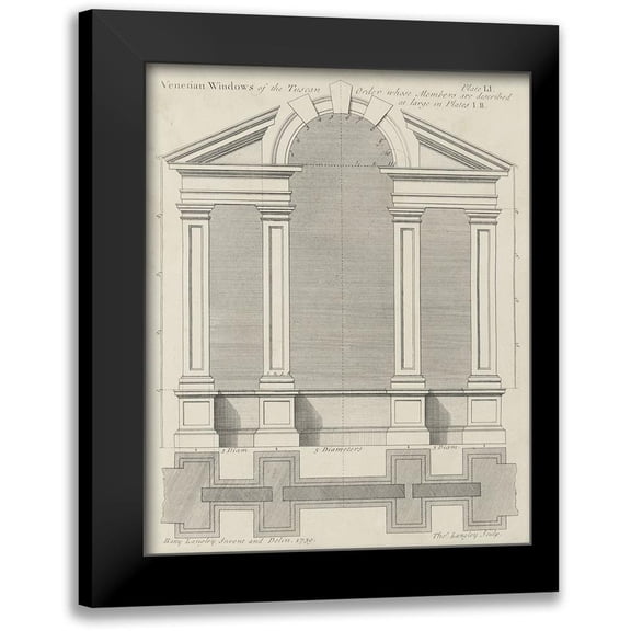Langley 12x14 Black Modern Framed Museum Art Print Titled - Venetian Windows of the Tuscan Order