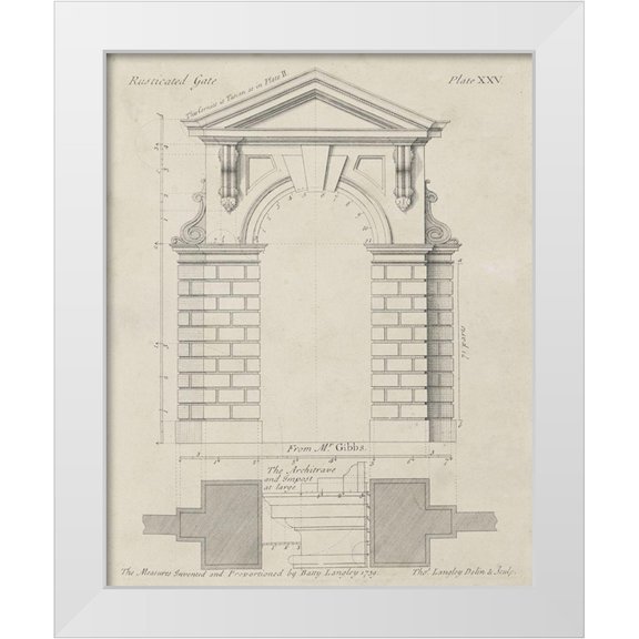 Langley 12x14 White Modern Wood Framed Museum Art Print Titled - Rusticated Gate