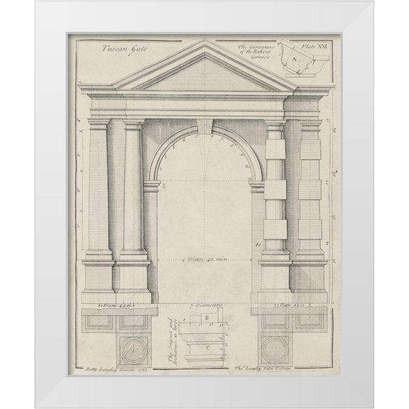 Langley 12x14 White Modern Wood Framed Museum Art Print Titled - Tuscan Gate