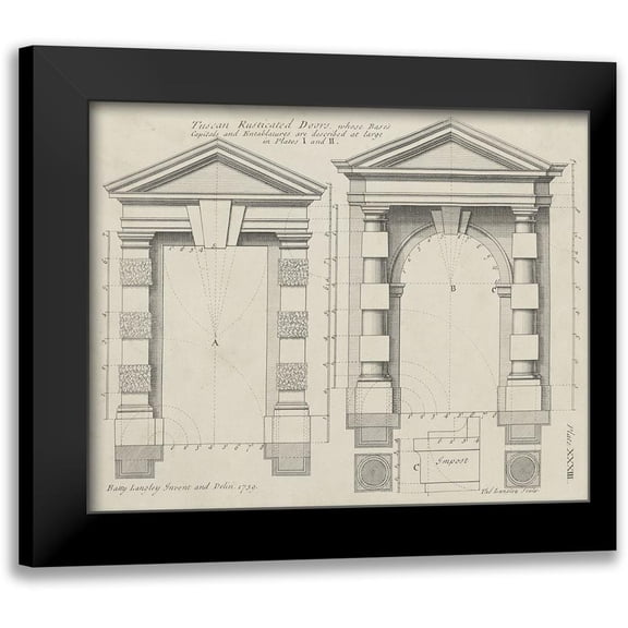 Langley 14x12 Black Modern Framed Museum Art Print Titled - Tuscan Rusticated Doors
