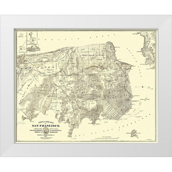 Langley 14x12 White Modern Wood Framed Museum Art Print Titled - San Francisco California Landowner - Langley 1861
