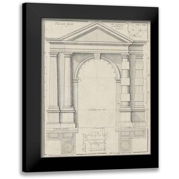Langley 20x24 Black Modern Framed Museum Art Print Titled - Tuscan Gate