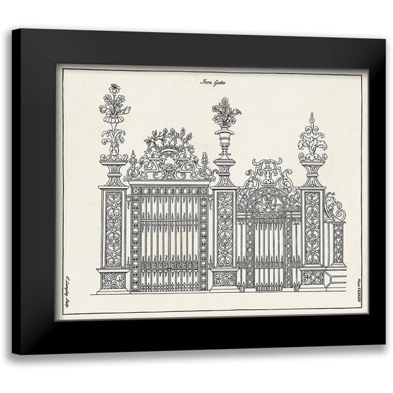 Langley 24x20 Black Modern Framed Museum Art Print Titled - Design for an Iron Gate III