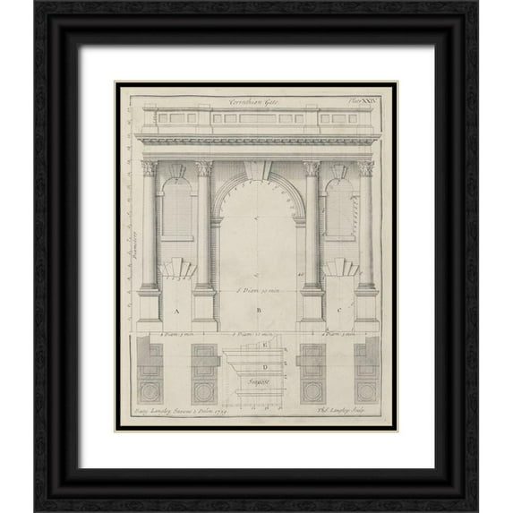 Langley 26x32 Black Ornate Wood Framed with Double Matting Museum Art Print Titled - Corinthian Gate