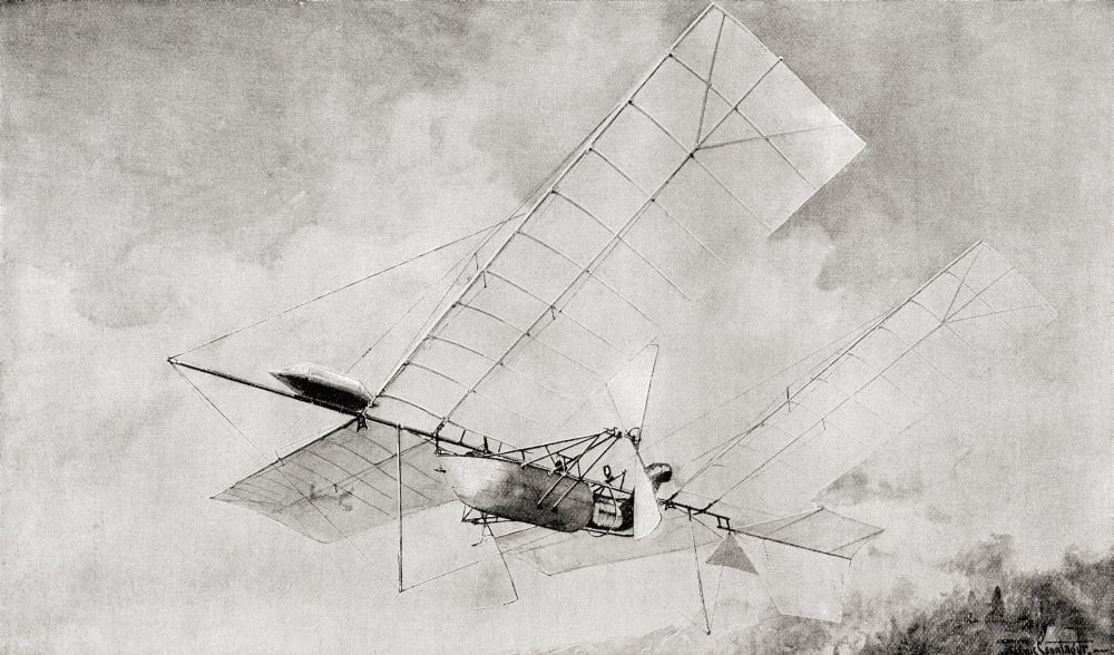 The Langley Aerodrome Flying Machine In Flight In The 19Th Century From The Strand Magazine Published 1897 Canvas Art - Ken Welsh Design Pics (40 x 22)