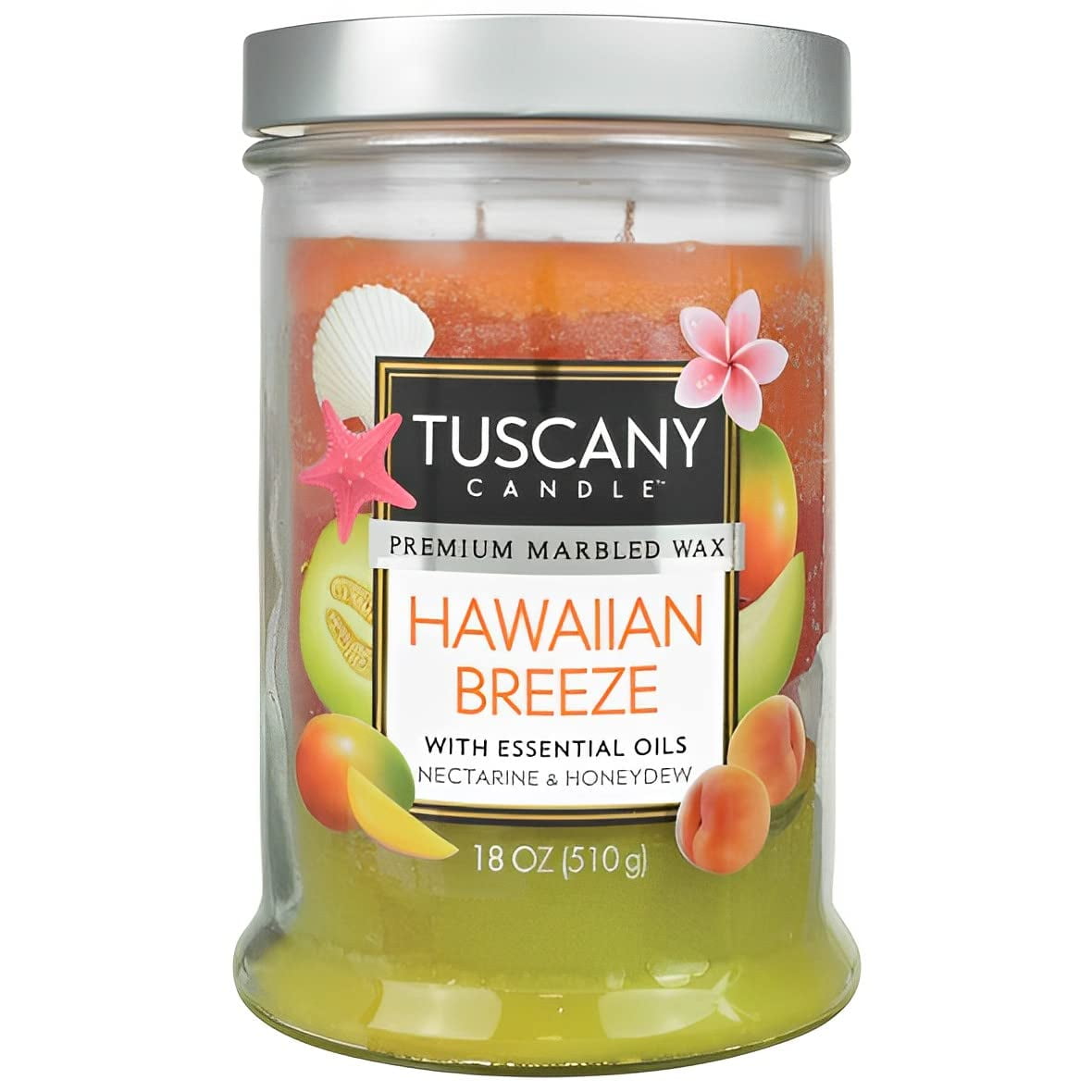 Hawaiian Breeze 18 oz Scented Glass Jar Candle with Silver Lid