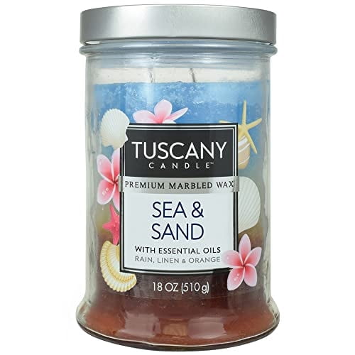 Tuscany Candle Sea & Sand Scented Jar Candle Rain Linen Orange 18 Ounce
