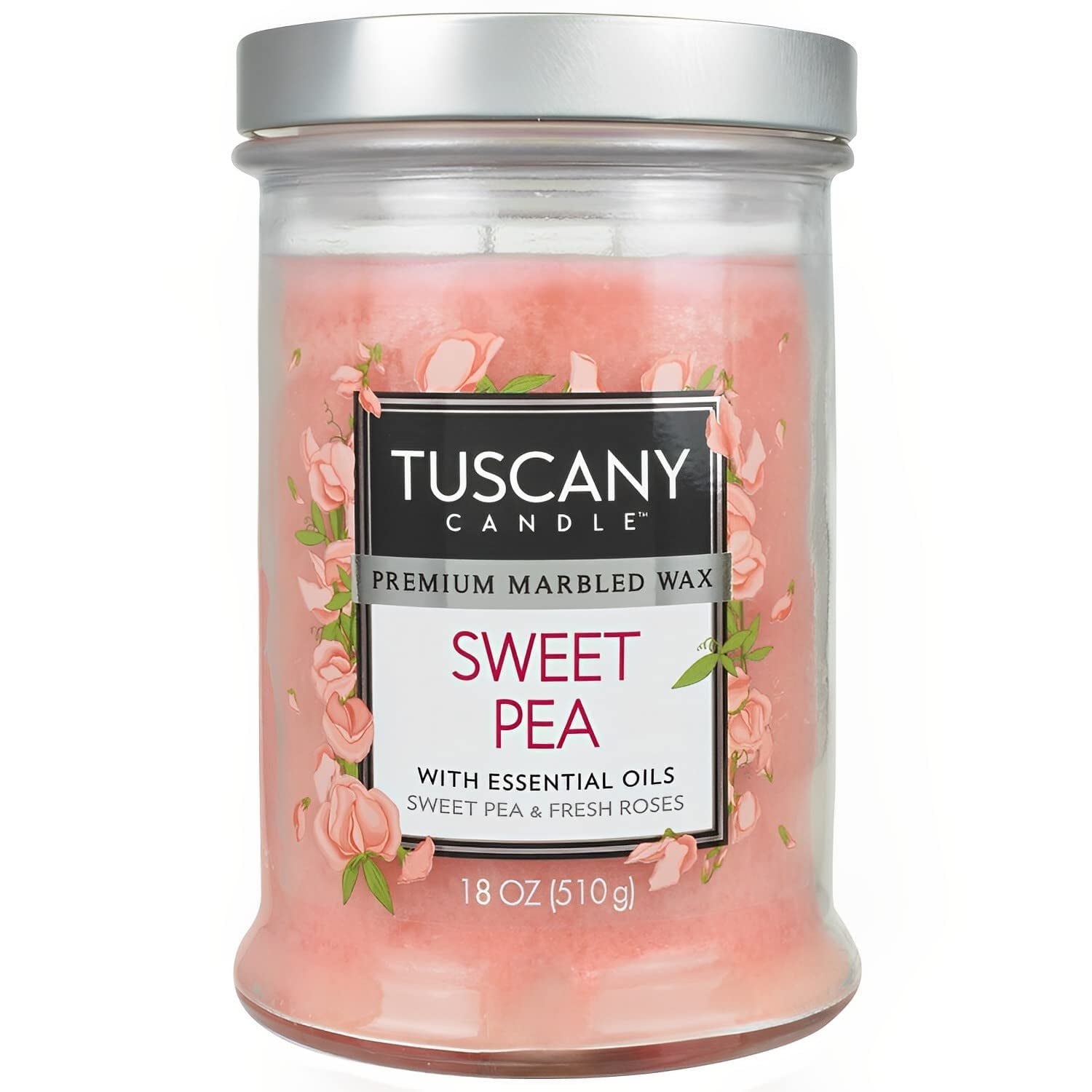 Tuscany Candle Sweet Pea Long-Lasting Scented Jar Candle, 18 oz