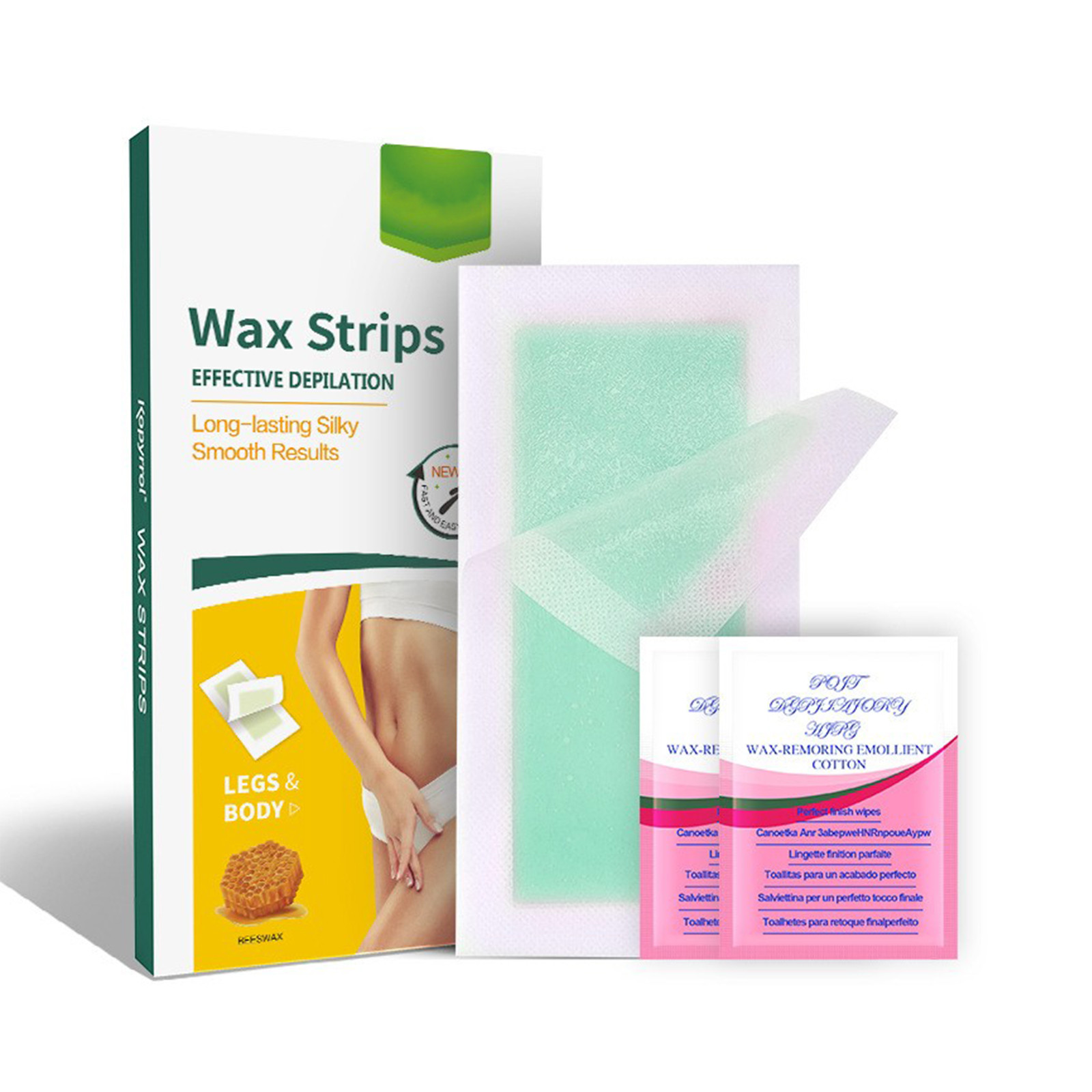 Langruiwanju Belleza Reduced Price! Wax Strips, Hair Removal Waxing Strips Face, Body, Arms, Legs, Chest, Back Hair Removal Waxing Kit 24 Wax Strips and 2 Soothing Oil Wipes