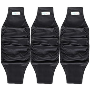 Langsprit Male Belly Bands for Dogs (Pack of 3) - High Absorbing Dog Wraps Male Washable - Reusable Male Dog Diapers,Black,S