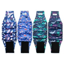 Langsprit Male Belly Bands for Dogs(4 pack) - High Absorbing Dog Wraps Male Washable - Reusable Male Dog Diapers(Shark，Tortoise，Rabbit，Whale)S