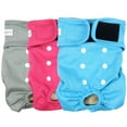 thumbnail image 1 of Langsprit Washable Female Dog Diapers (3 Pack) - No Leak Reusable Diapers for Doggy Female in Period - Highly Absorbent Dog Heat Panties with Adjustable Snaps, 1 of 6