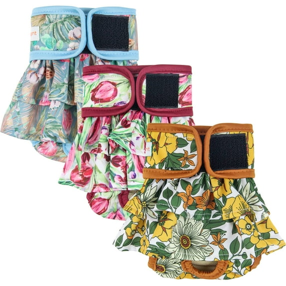 Langsprit Washable Female Dog Diapers (3 Pack) - Reusable Dog Diapers for Female Dogs - Highly Absorbent Dog Dresses for Dogs in Period,Heat or Excitable Urination(Large)