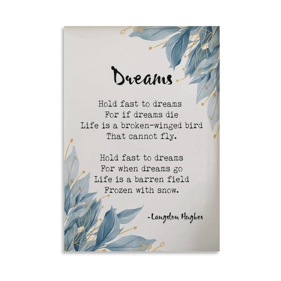 Langston Hughes Dreams Poetry Print Inspirational Quote Literary Wall Art Poster for Study Library Home Decor