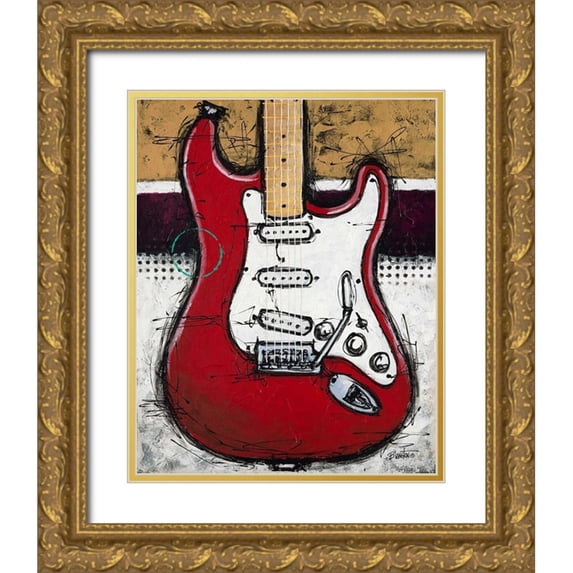 Langton, Bruce 26x32 Gold Ornate Wood Framed with Double Matting Museum Art Print Titled - Electric Red