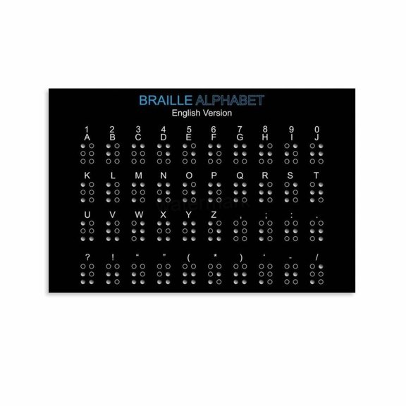 Language Education Braille Alphabet Chart Posters (1) Canvas for Living Room Bedroom Decor Poster