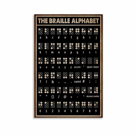 Language Education Braille Alphabet Chart Posters (2) Canvas Painting Wall Art Poster