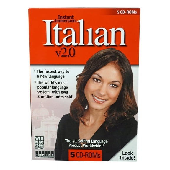 Language Learning Italian (5 CD-Rom Set) - PC & MAC Software Designed for Beginners
