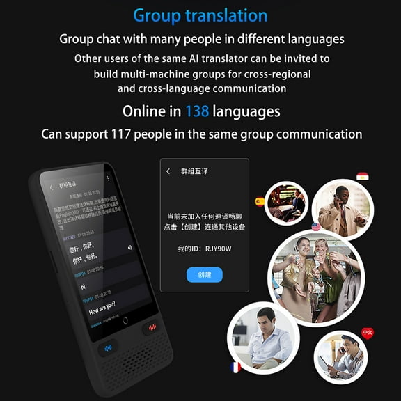 Language Portable Language Translator Device With 138 Languages Voice Translating Offline Translation Simultaneous Interpretation Support Voice Video Recording Text / Photo