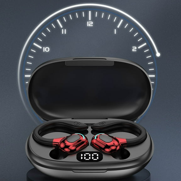 Language Translator Earbuds, Multi-Function 4 in 1 Translation Earbuds in Real Time, Earhook Translator Device Headset for Business Learning & Meetings & Travel(Red)