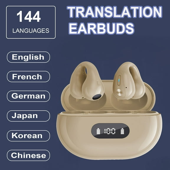 Language Translator Earbuds, Real-Time 3-in-1 Translation Earbuds 144 Languages & Accents, Translation Device for Travel Business Learning