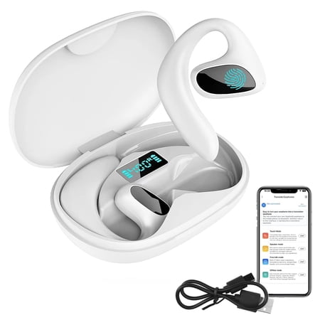 Language Translator Earbuds Two Way Real-time Translation 144 Language with Bluetooth & APP Online Instant Voice Translation for Travel Business Learning,M8(White)