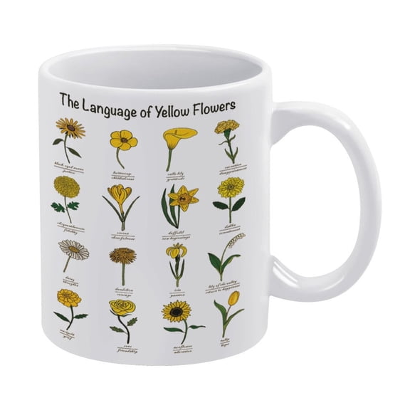 The Language of Yellow Flowers Mug, Botany Study, Science Gift, Science Lover Gifts,White Mug,Funny Coffee Mug,The Best Gift for Colleagues,Parents,And Grandparents,110z Men And Women