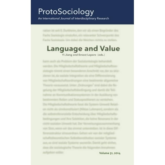 Language and Value: ProtoSociology Volume 31, (Paperback)