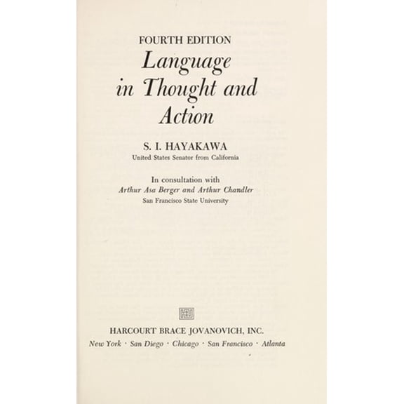 Pre-Owned Language in thought and action (Paperback) 0155501194 9780155501195