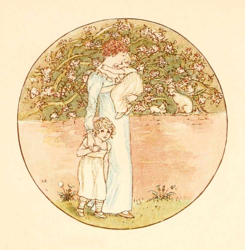 Language of Flowers 1884 Cats on the wall Canvas Art - Kate Greenaway (24 x 36)