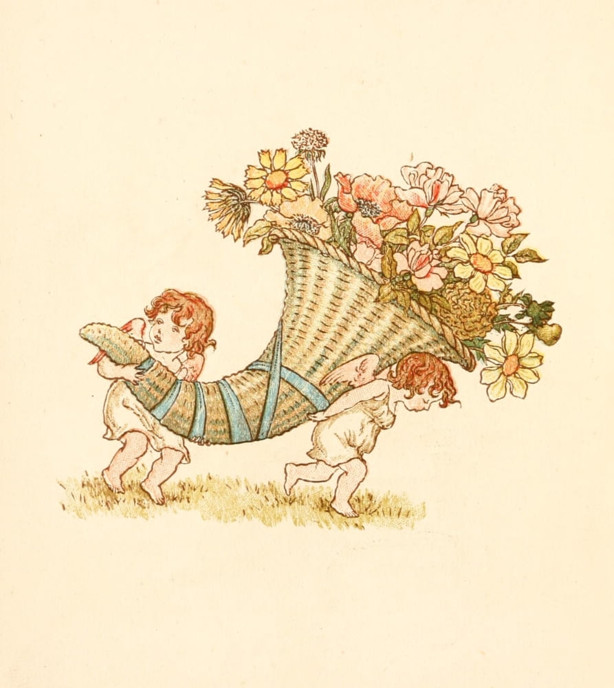 Language of Flowers 1884 Cornucopia of flowers Canvas Art - Kate Greenaway (18 x 24)