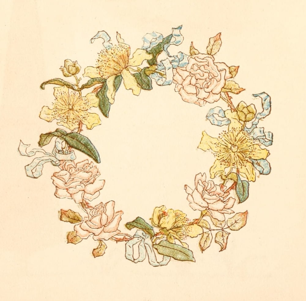 Language of Flowers 1884 Flower wreath Canvas Art - Kate Greenaway (18 x 24)