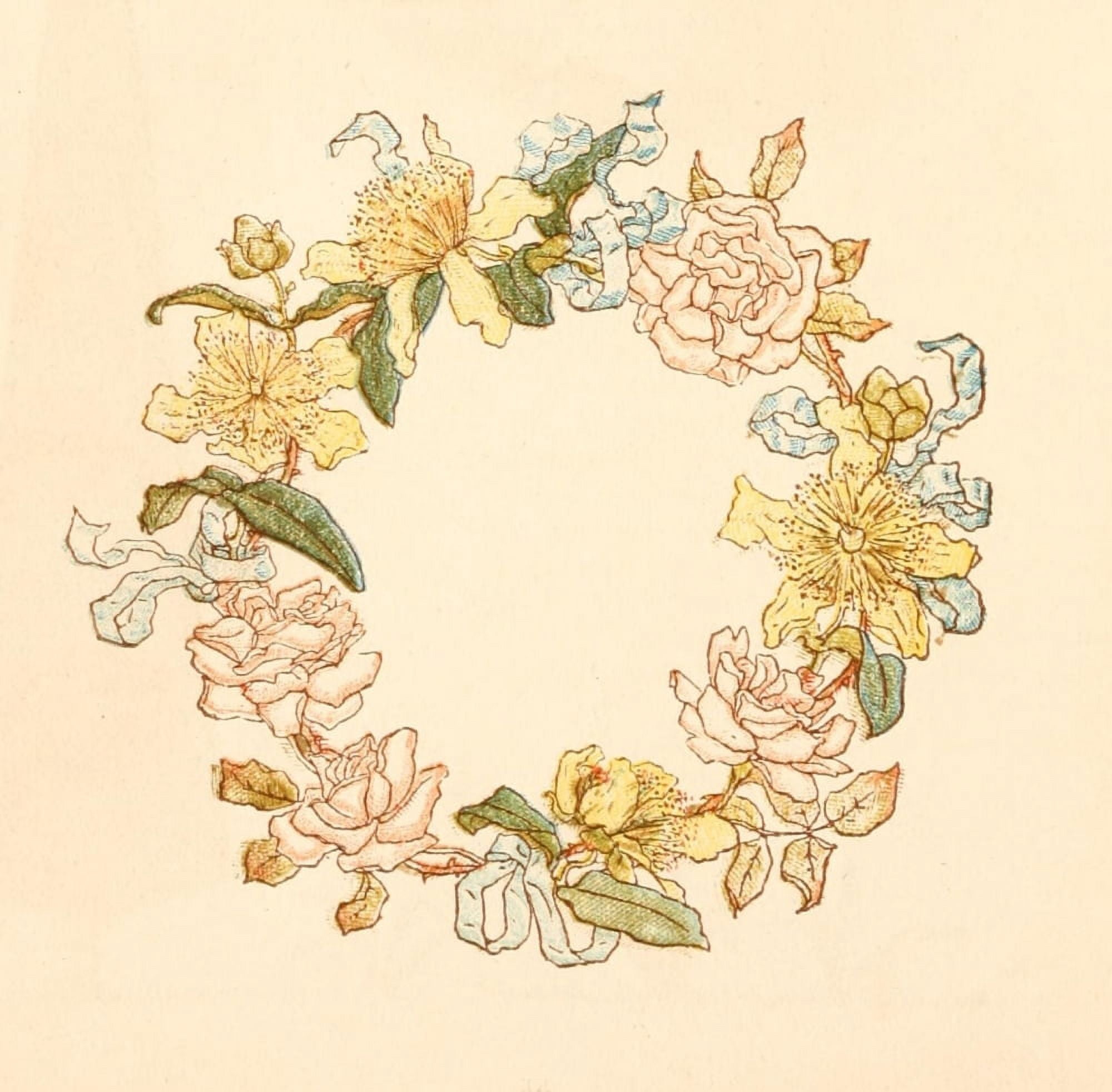 Language of Flowers 1884 Flower wreath Canvas Art - Kate Greenaway (24 x 36)