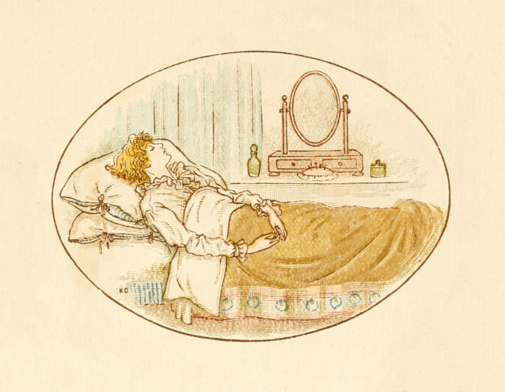 Language of Flowers 1884 Ill in bed Canvas Art - Kate Greenaway (24 x 36)