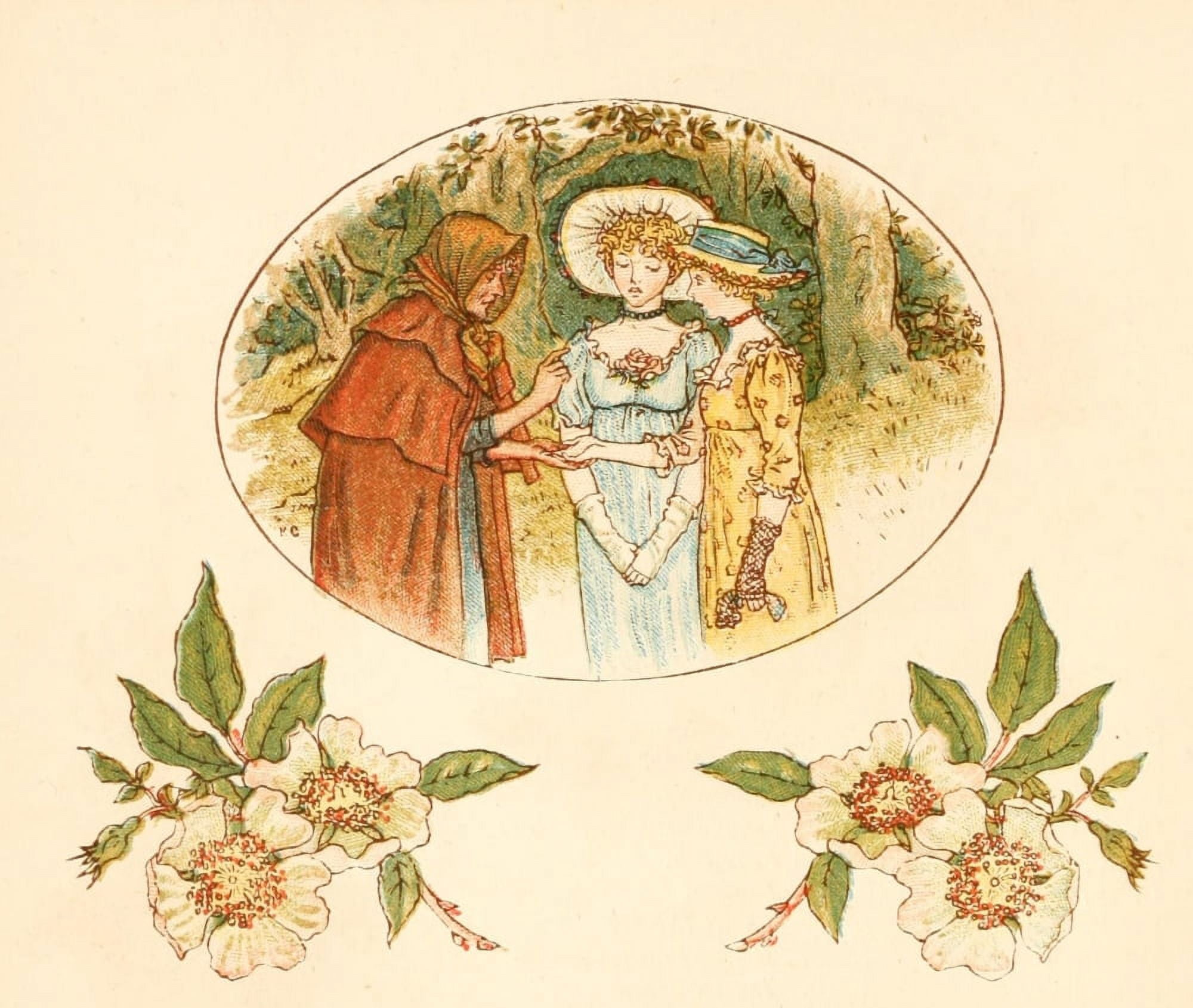 Language of Flowers 1884 Ladies & roses Canvas Art - Kate Greenaway (18 x 24)