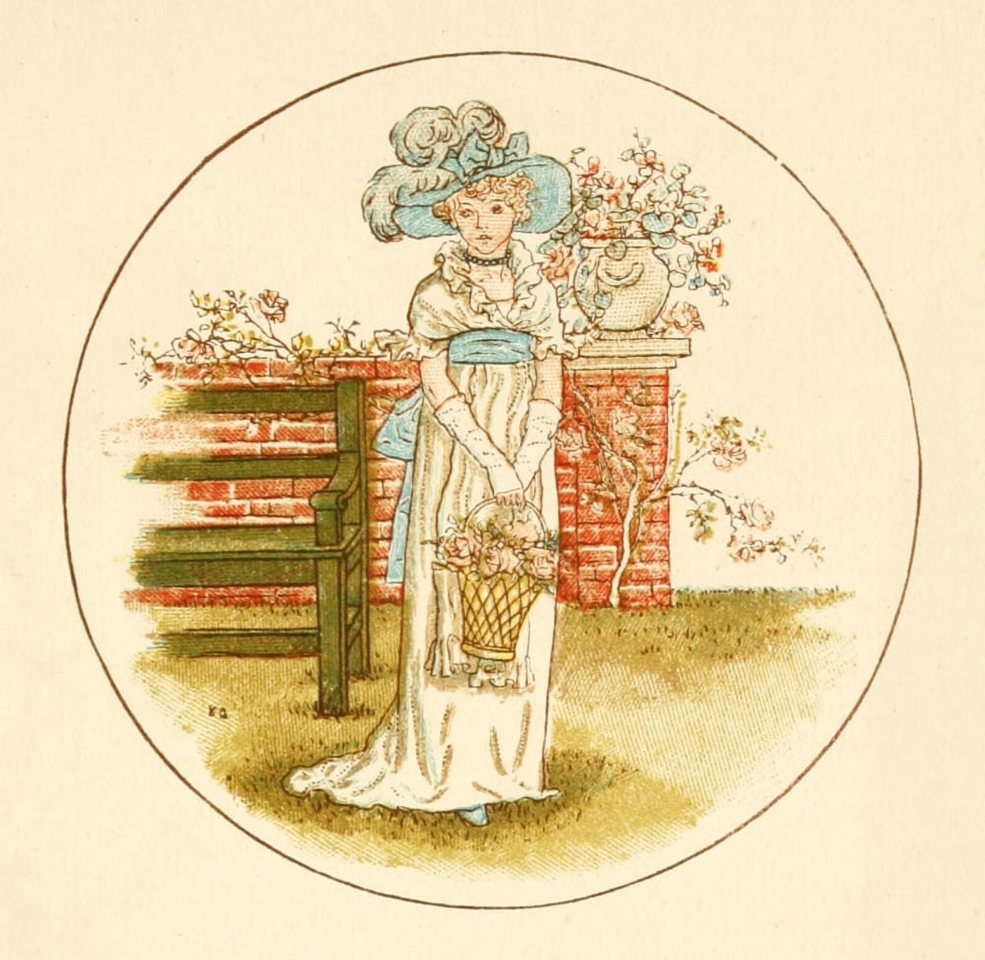 Language of Flowers 1884 Lady with flower basket Canvas Art - Kate Greenaway (24 x 36)