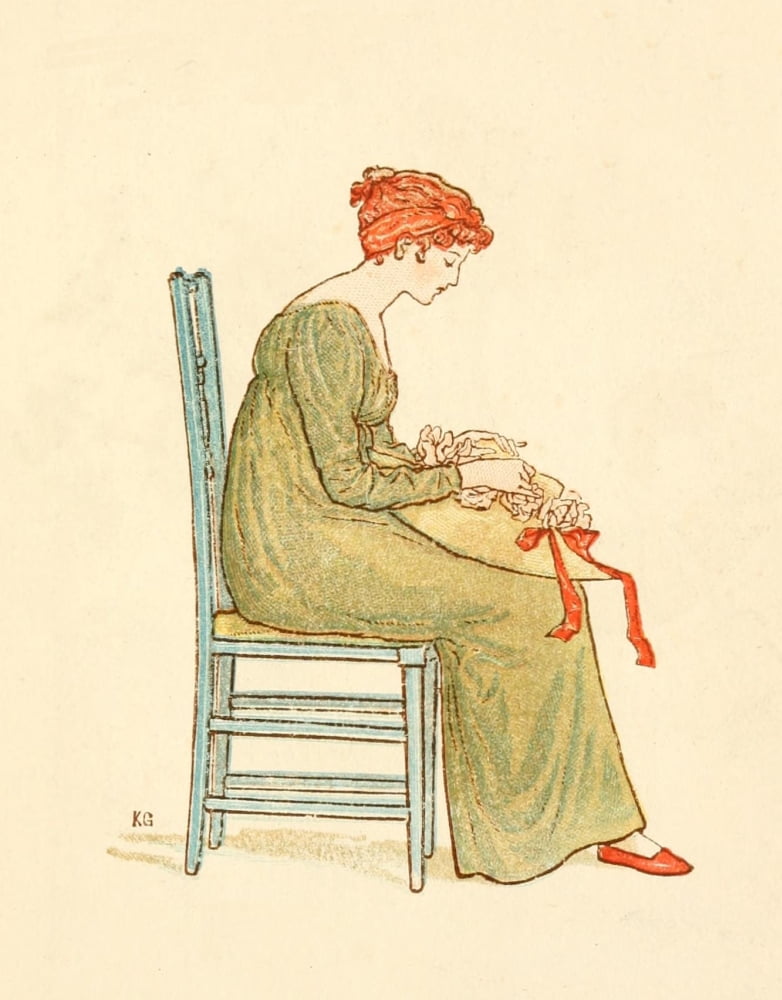Language of Flowers 1884 Lady with hat Canvas Art - Kate Greenaway (18 x 24)