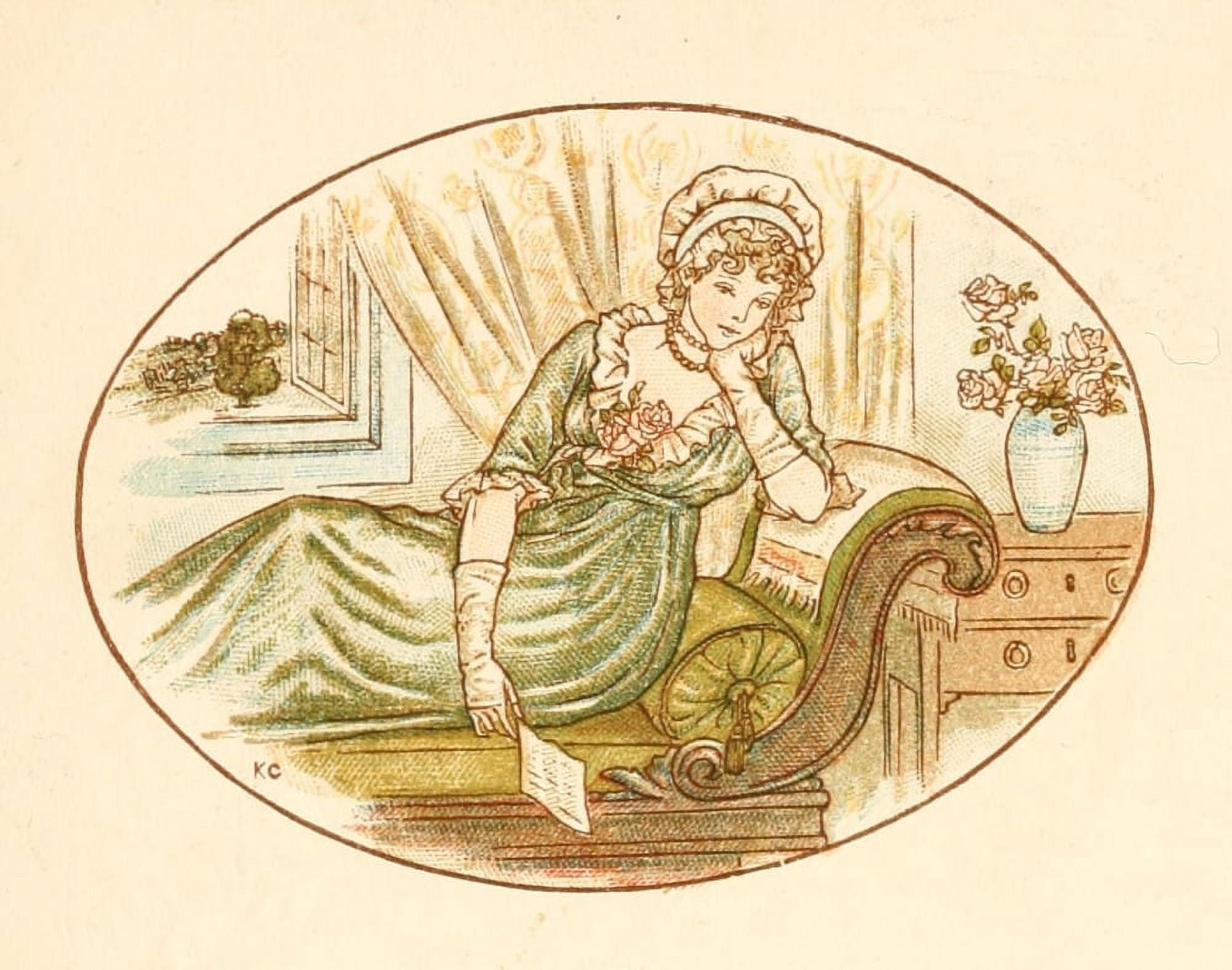 Language of Flowers 1884 Letter-reading Canvas Art - Kate Greenaway (24 x 36)