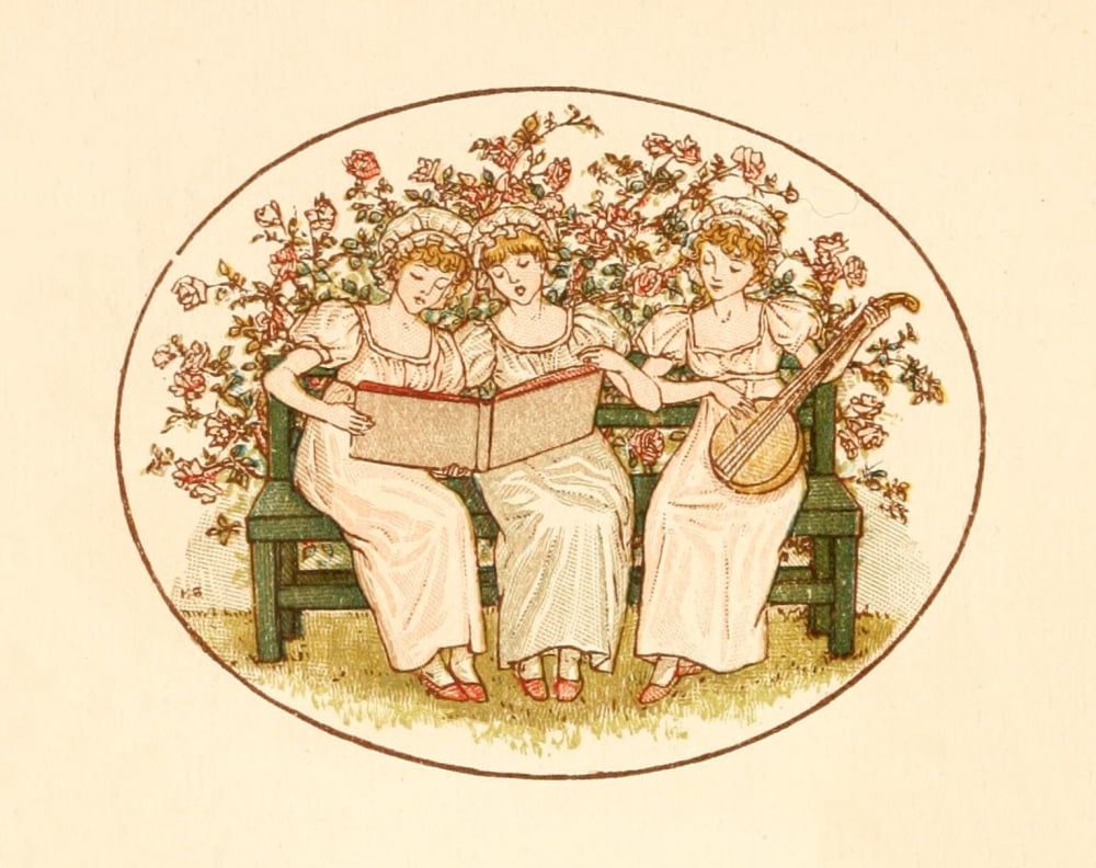 Language of Flowers 1884 Musical ladies Canvas Art - Kate Greenaway (24 x 36)