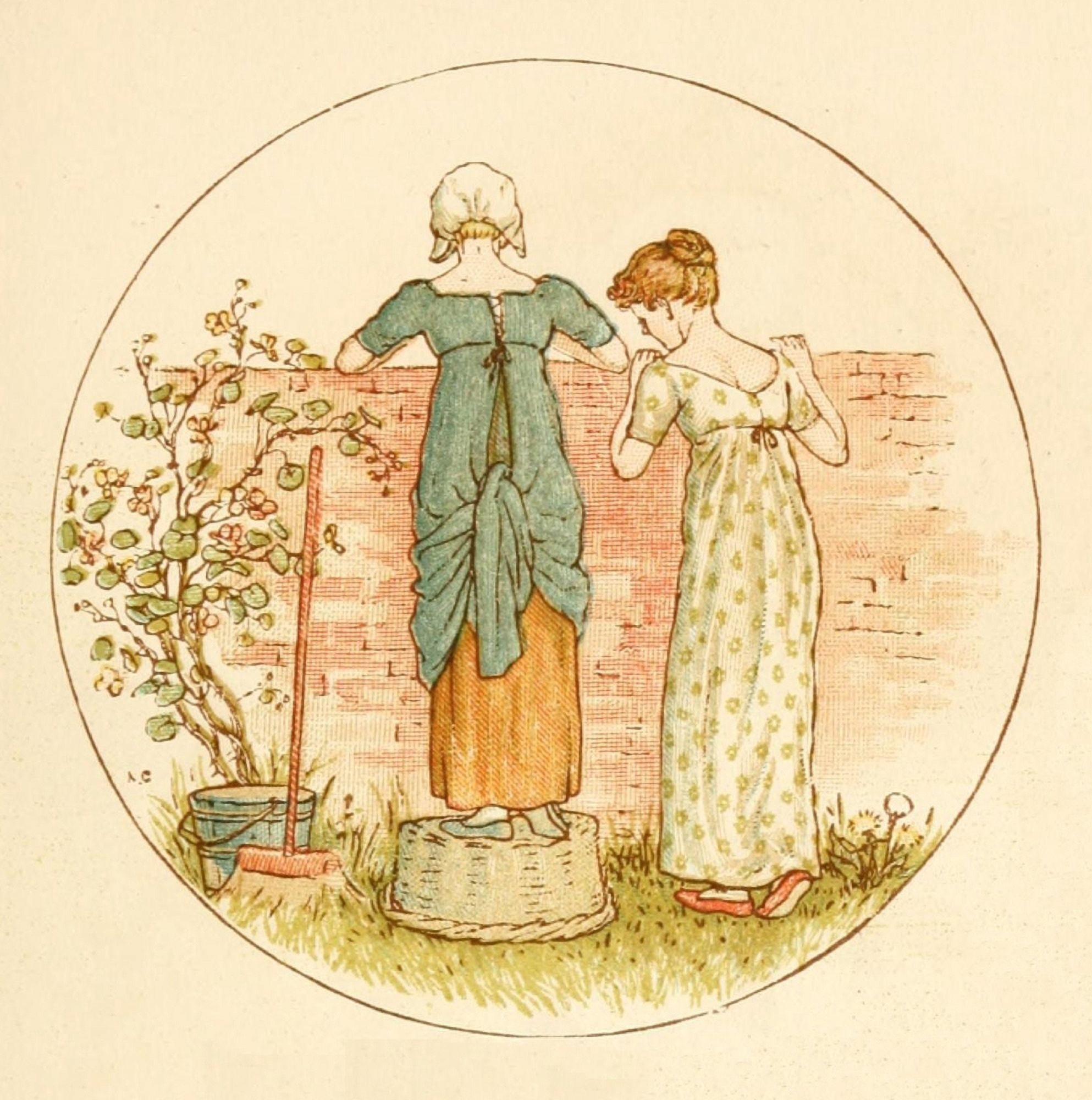 Language of Flowers 1884 Over the wall Canvas Art - Kate Greenaway (24 x 36)