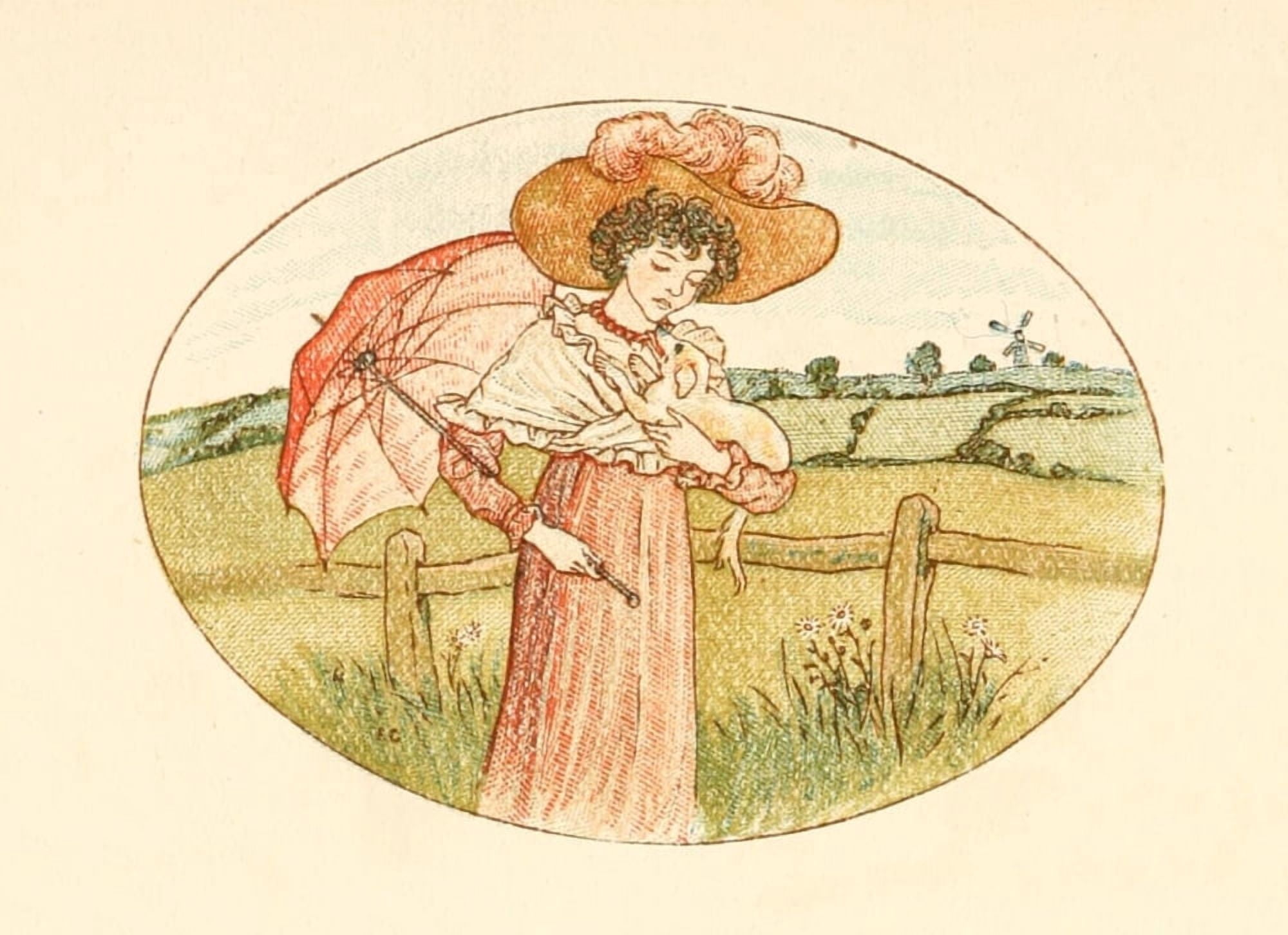 Language of Flowers 1884 Pet dog Canvas Art - Kate Greenaway (24 x 36)