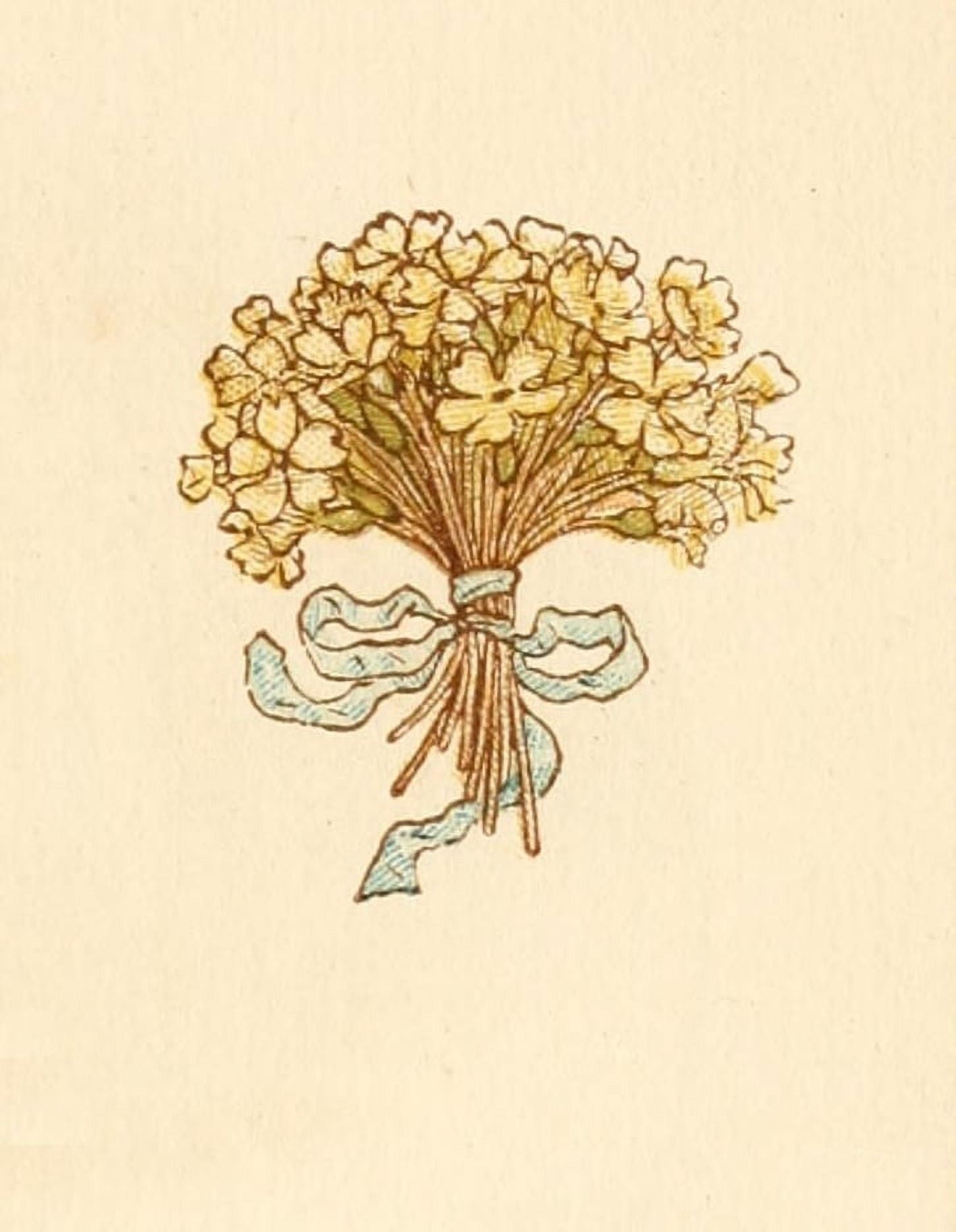 Language of Flowers 1884 Posy with ribbon Canvas Art - Kate Greenaway (18 x 24)