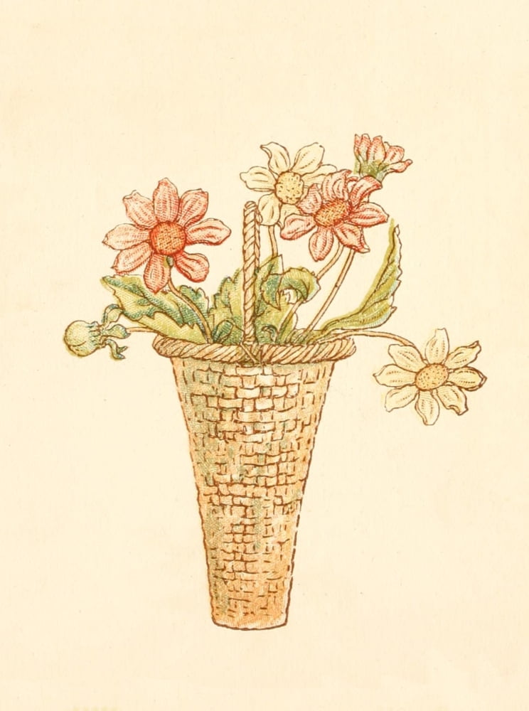 Language of Flowers 1884 Pretty flower basket Canvas Art - Kate Greenaway (18 x 24)
