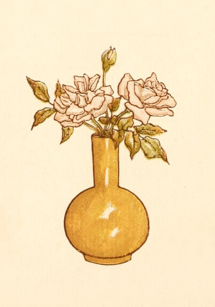 Language of Flowers 1884 Roses in vase Canvas Art - Kate Greenaway (18 x 24)