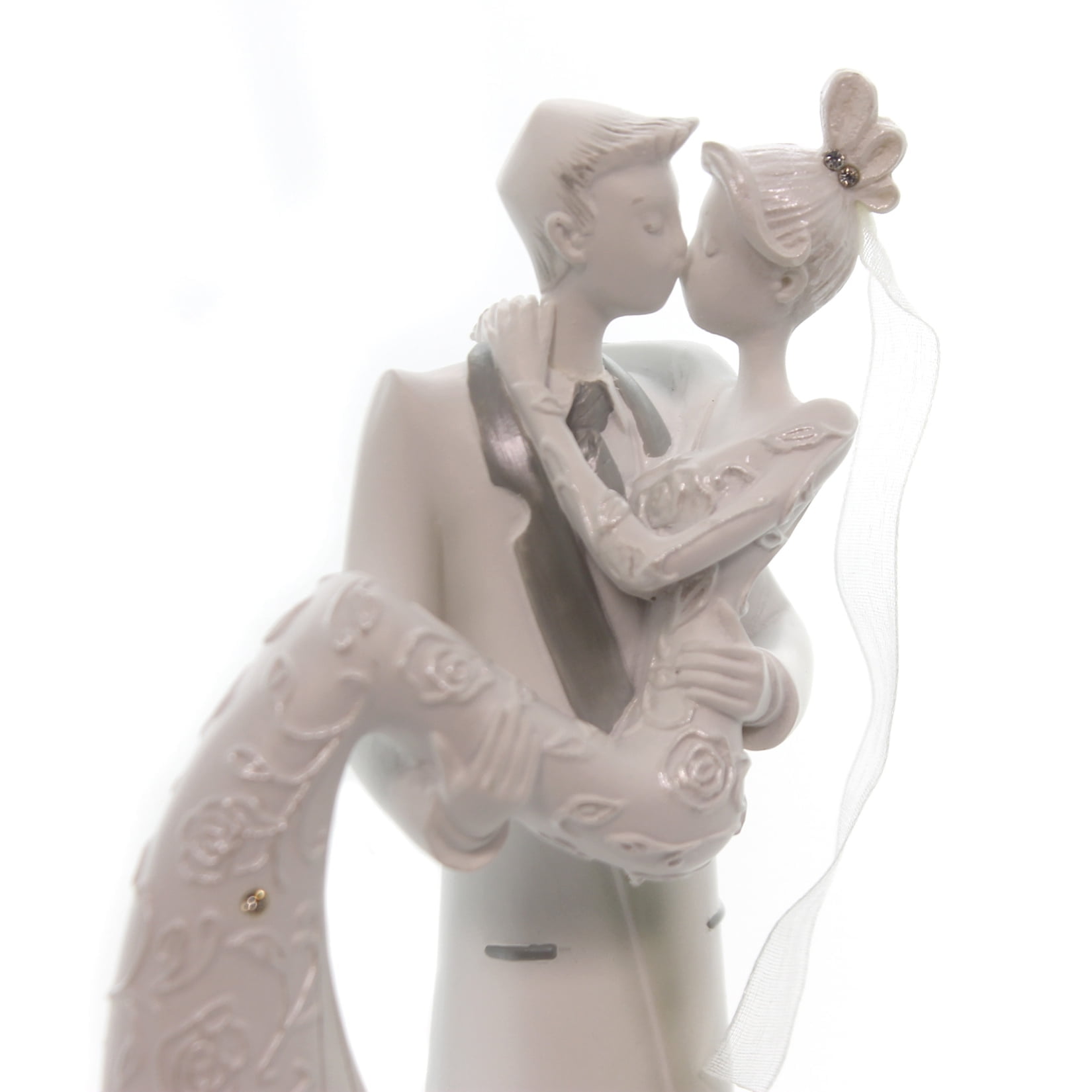 White Resin Bride and Groom Wedding Cake Topper, 9 Inches