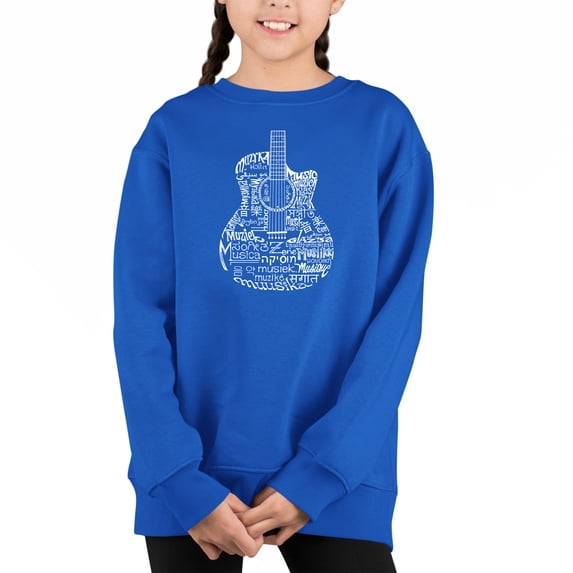 Languages Guitar - Girl's Word Art Crewneck Sweatshirt