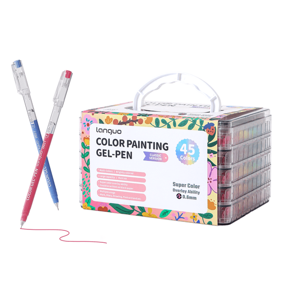Languo Acrylic Gel Pens for Coloring, 45 Colors, 0.6mm Fine Tip