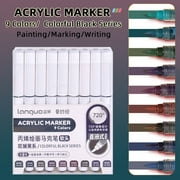 Languo Automatic Ink Control Acrylic Paint Markers, 9 pcs Soft Brush Tip Acrylic Paint Pens set with 14 professional color serie
