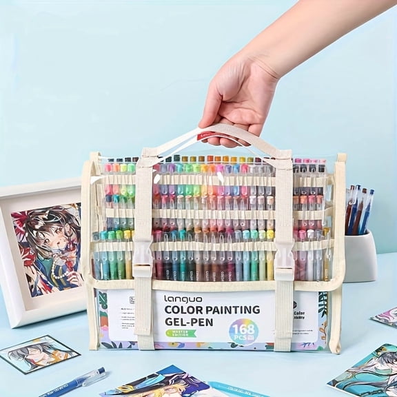 Languo's 168pcs Portable Hand Account Pen Set - Large Capacity